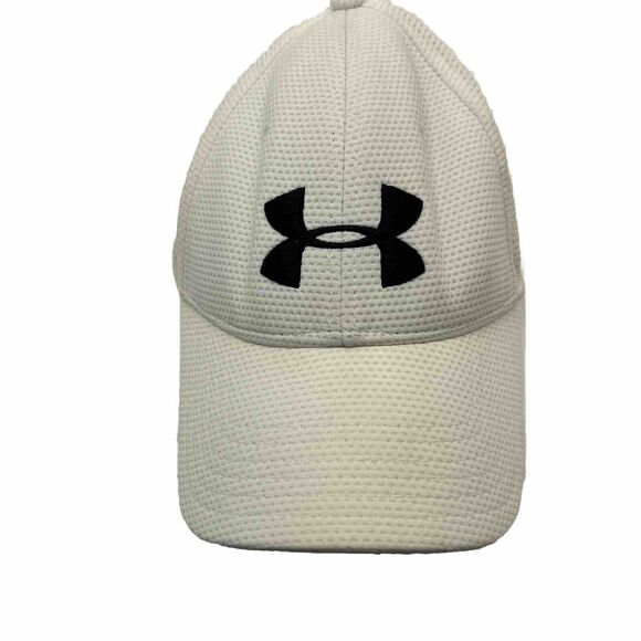 Under Armour Hat Cap Stretch Fit White Black Embroidered Mens Golfer Blitzing - Picture 5 of 5
